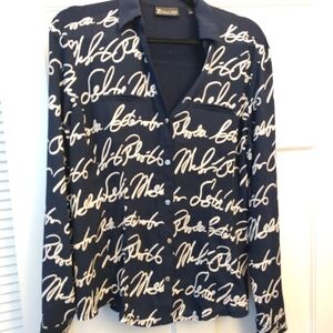 NY&Co Script Print Blouse (L)